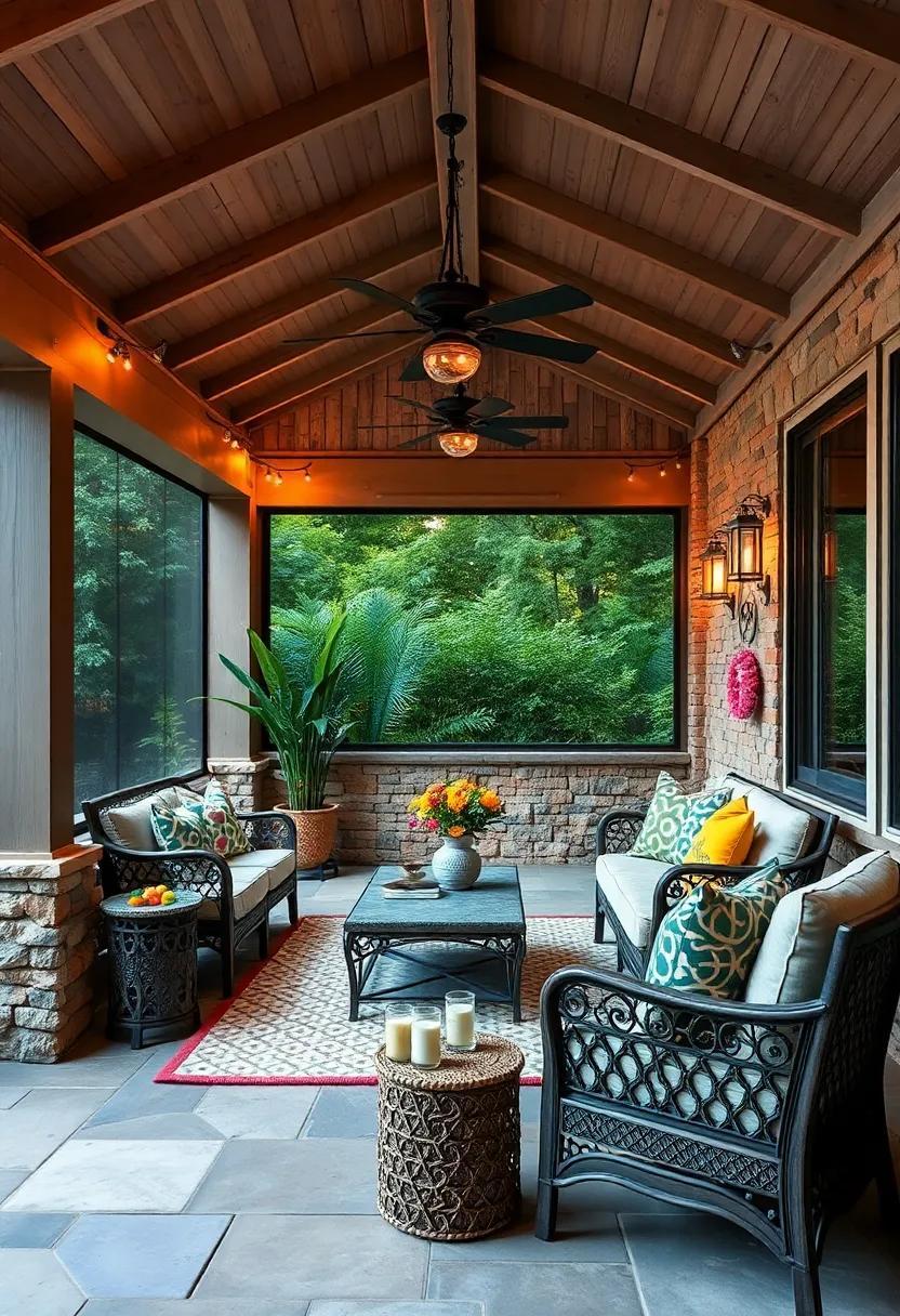 Vibrant Vibes: Transform Your Screened Porch Bar with Colorful Decor