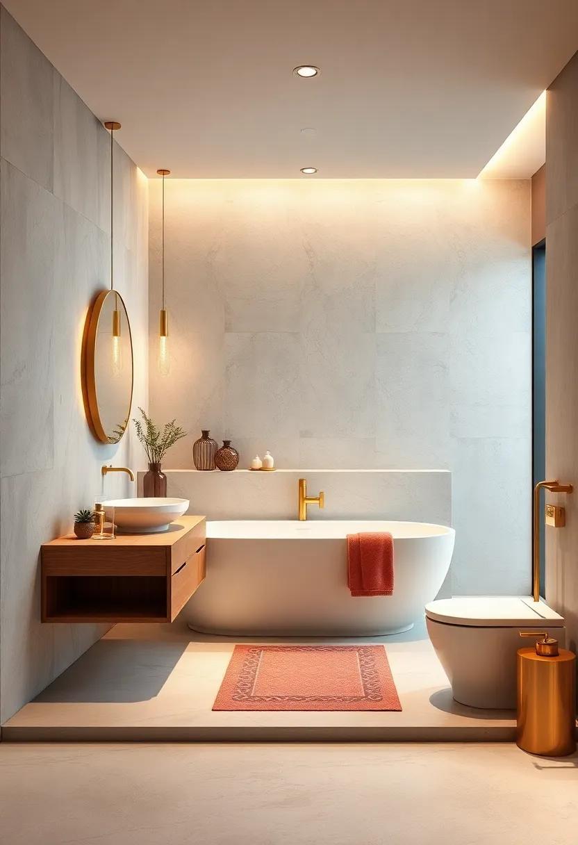Elegant Glow: Transform Your Space with Modern Bathrooms Featuring Gold Accents