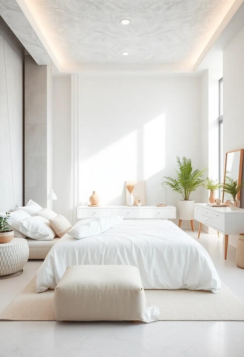 Serene All-White Bedroom: Texture and Minimalism Perfectly Balanced