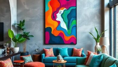Mixing Cultures and Colors: Eclectic Style with Vibrant Wall Art Flair