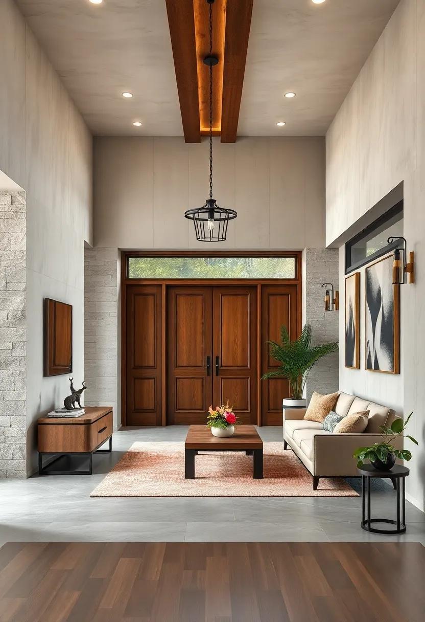 Blending Nature and Industry: Exploring Wood and Metal Entryway Themes