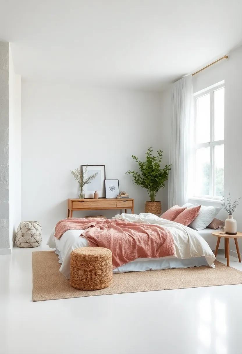 Calm and Cozy All-White Bedroom With Plush Fabrics and Clean Lines Creating a Harmonious Minimalist Sanctuary