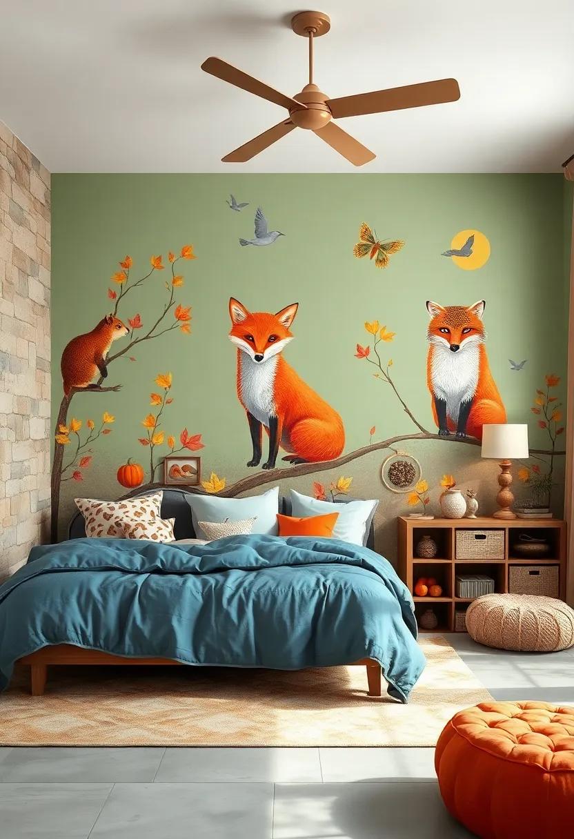 Hand-Painted Autumnal Animal Murals Featuring Foxes, Owls, And Hedgehogs Bringing Whimsy And Nature Inside