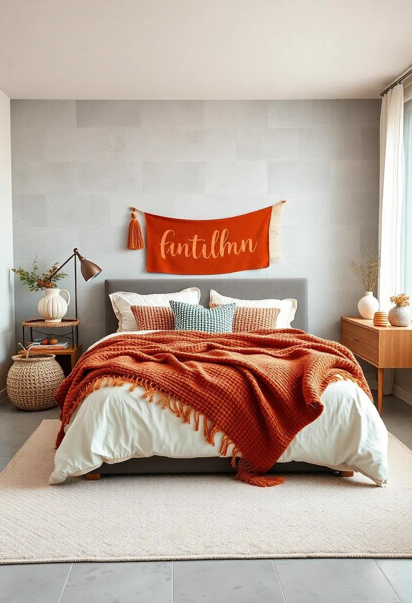 Cozy Knit Throws In Cinnamon And Chestnut Hues Layered Over Beds For Inviting Comfort During Crisp Evenings