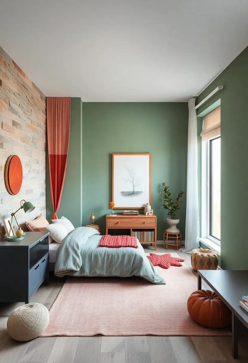 Calming Sage Green And Soft Clay Colors Blended In Walls And Furniture For A Balanced Autumn Palette