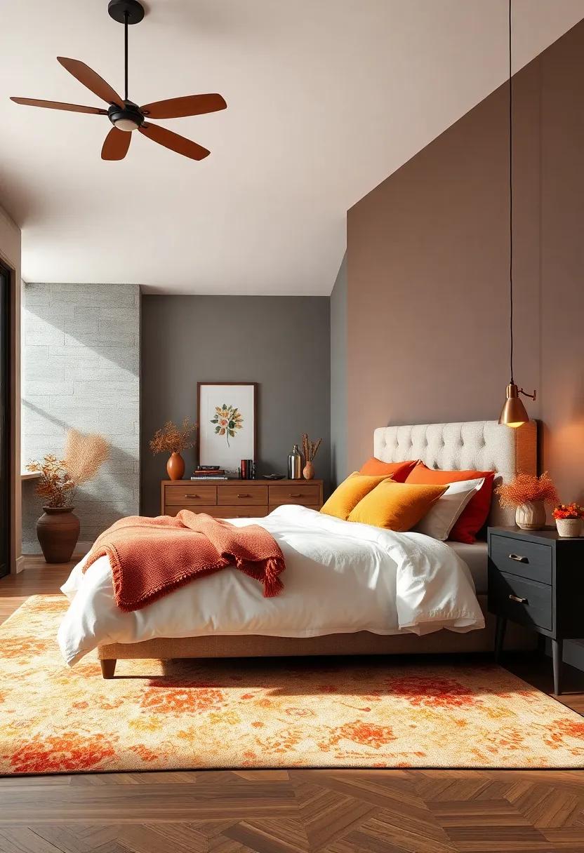 Copper And Bronze Accents Incorporated In Lighting Fixtures And Drawer Handles Adding Subtle Autumn Elegance