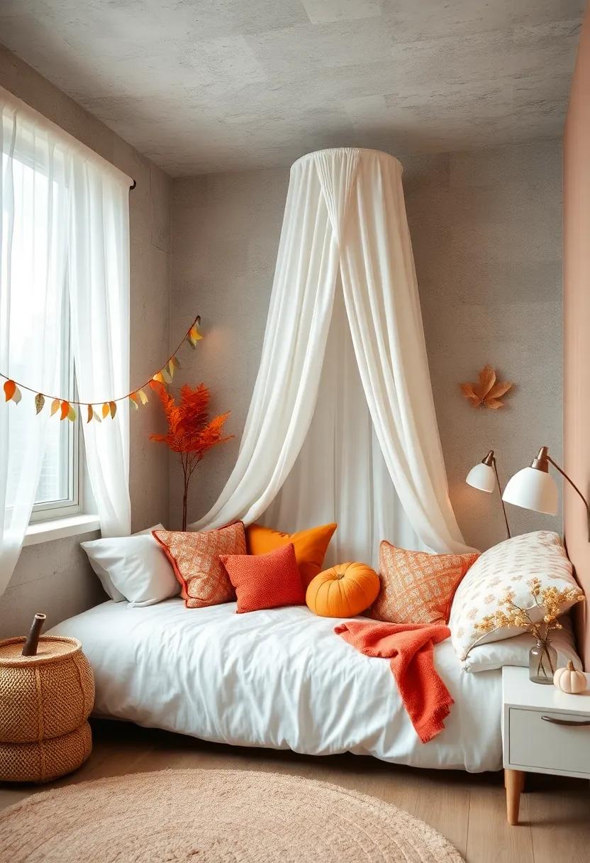 Soft White Canopies With Subtle Pumpkin Spice Undertones Creating A Magical Cozy Corner For Kids To Relax