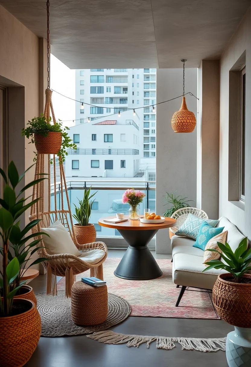 Soft Boho Chic Vibe With Macramé Chair Swings, Woven Rugs, And Delicate Fairy Lights For Intimate Dinners