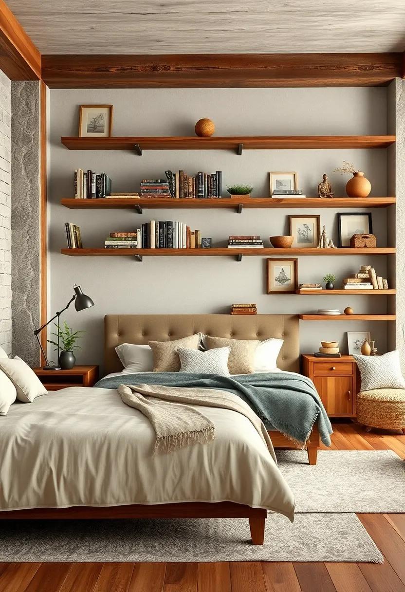 Barnwood Shelving Units Displaying Curated Collections of Vintage Books and Rustic Decor Finds