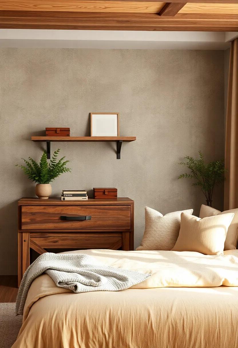 Handcrafted Wooden Trinket Boxes Nestled on Barnwood Shelves Bringing Cozy Character to Space