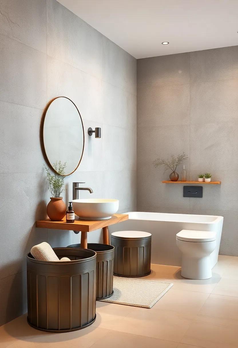 Rustproof Metal Bins With Sleek Finishes To Enhance Modern Bathroom Aesthetics