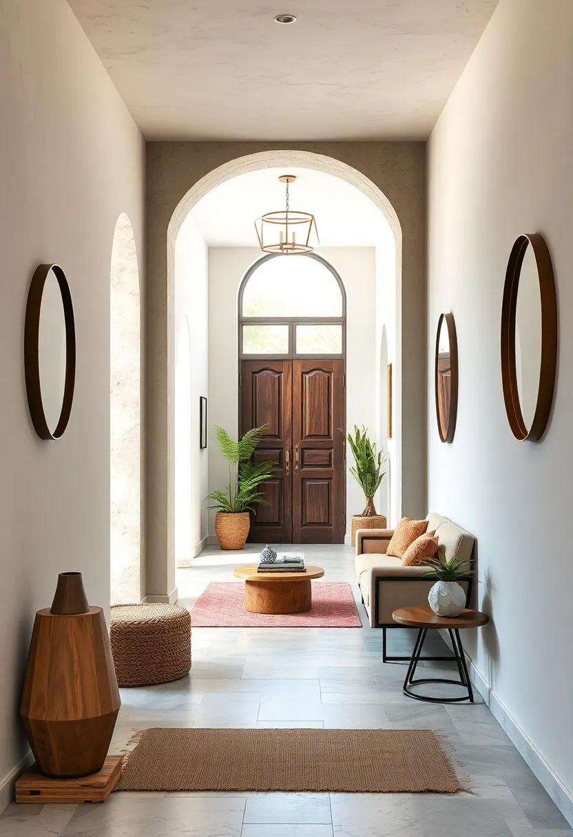 Effortless Layering of Natural Textures and Earthy Tones for a Cozy Boho Hallway Ambiance
