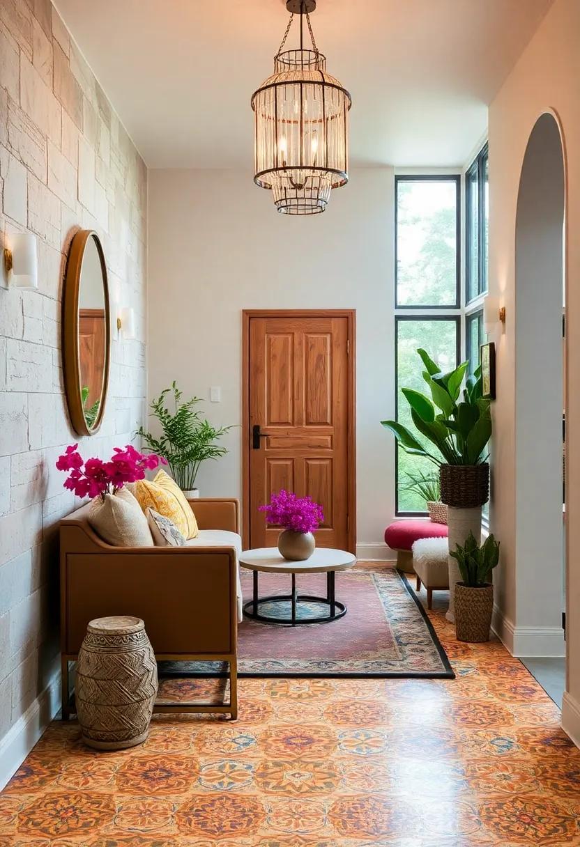 Hand-Painted Ceramic Tiles Creating a Unique Mosaic Look for Entryway Floors or Accents