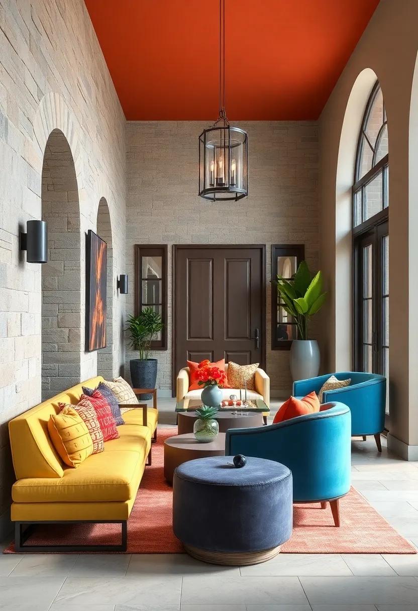 Color-Infused Seating Areas That Bring Comfort and Visual Interest to the Entryway