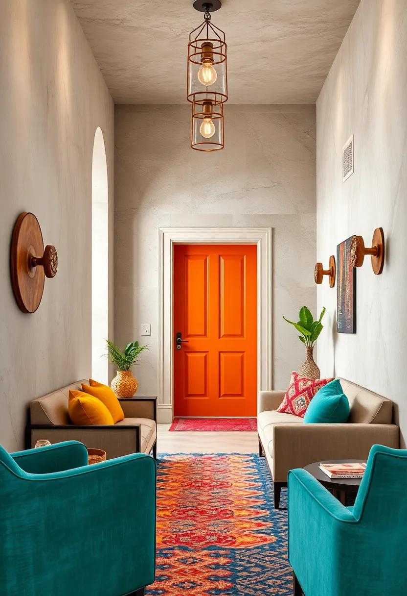 Decorative Door Knockers and Handles in Bold Colors as Small Yet Striking Features