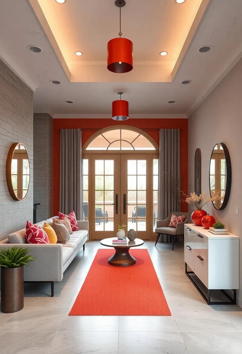 Pop of Color in Entryway Hardware Pieces Changing the Small Details Into Bold Statements