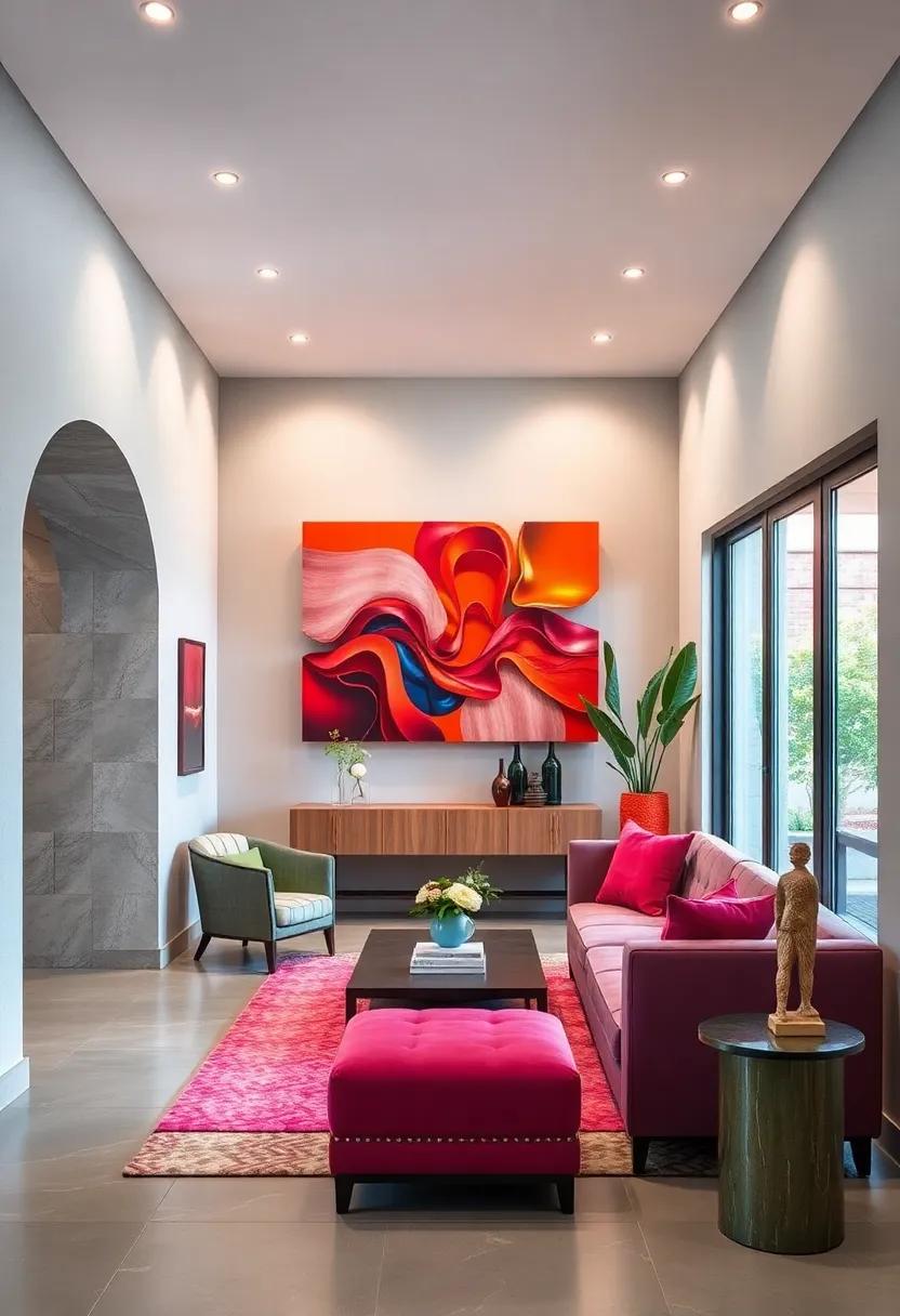 Sculptural Wall Art in Bright Hues Adding Depth and Character to Your Entry Space