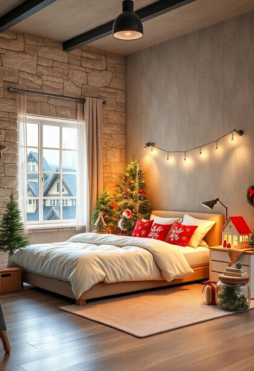 Joyful Elf Village Decoration Theme Complete with Tiny Houses, Sparkling Lights, and Christmas Characters