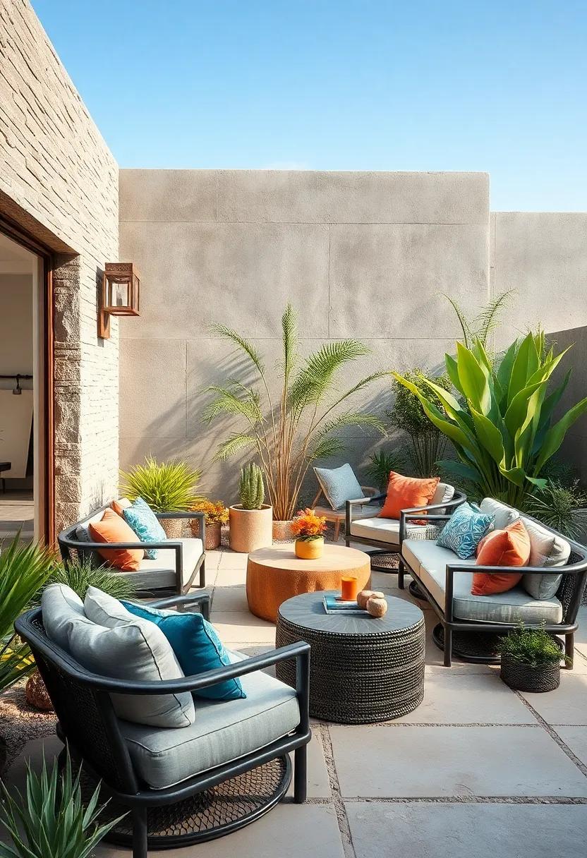 Inviting Outdoor Seating Areas Surrounded by Drought-Resistant Plant Life