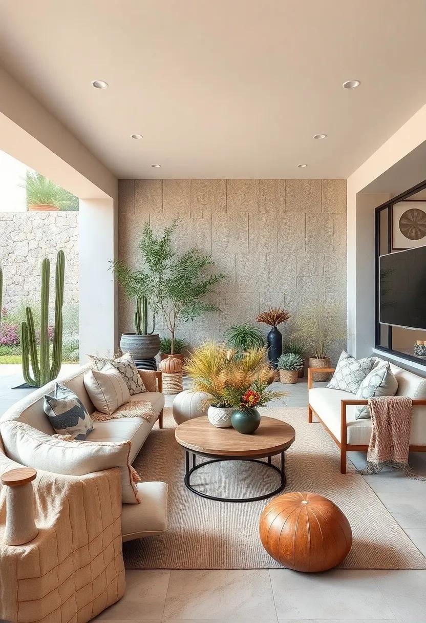 Serene Desert Oasis Featuring a Mix of Drought-Resistant Shrubs and Grasses