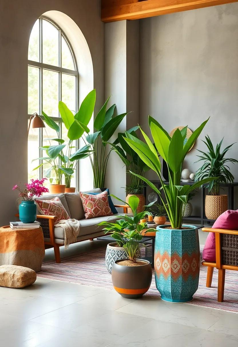 Bringing Nature Indoors with Colorful Plants and Patterned Pots to Complement Eclectic Interiors