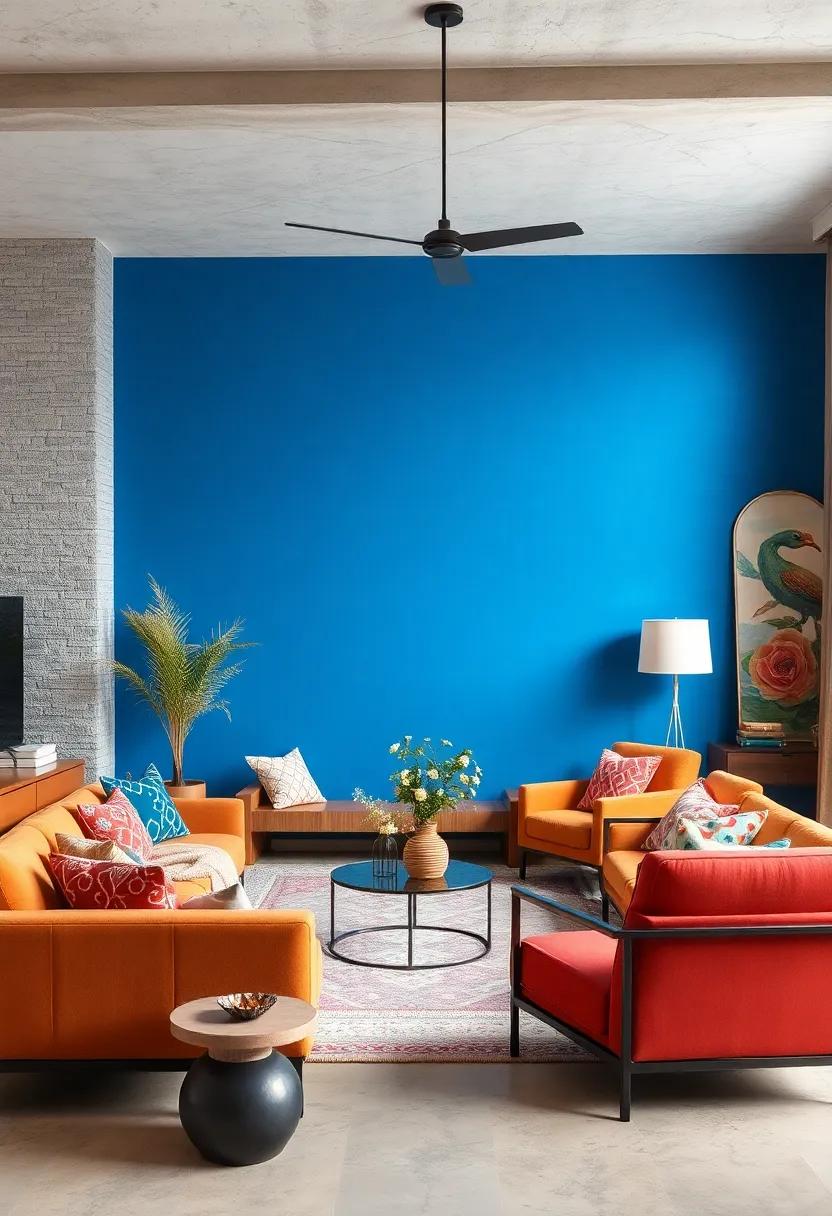 Bold Color-Infused Accent Walls with Pattern Details That Revitalize Living Spaces