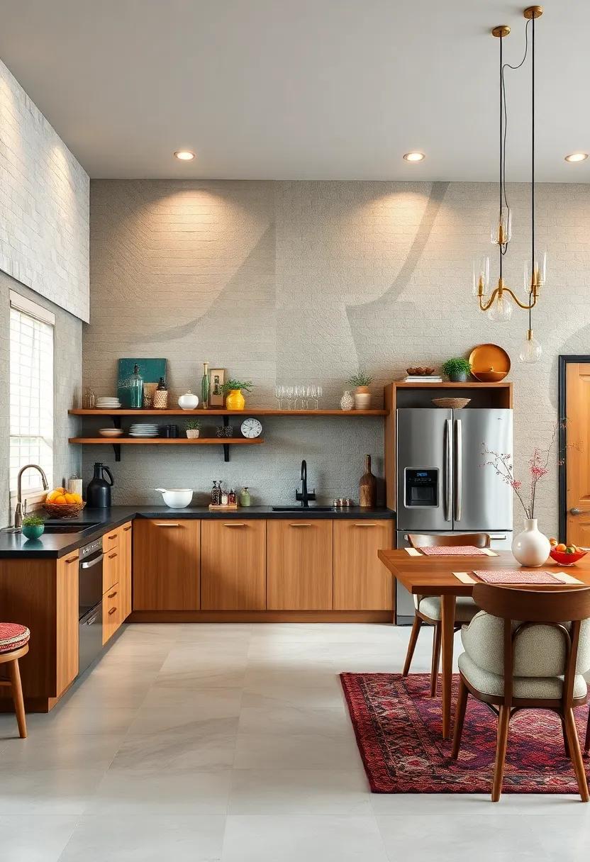 Blending Textured Wall Finishes for a Tactile and Luxurious Eclectic Kitchen Experience