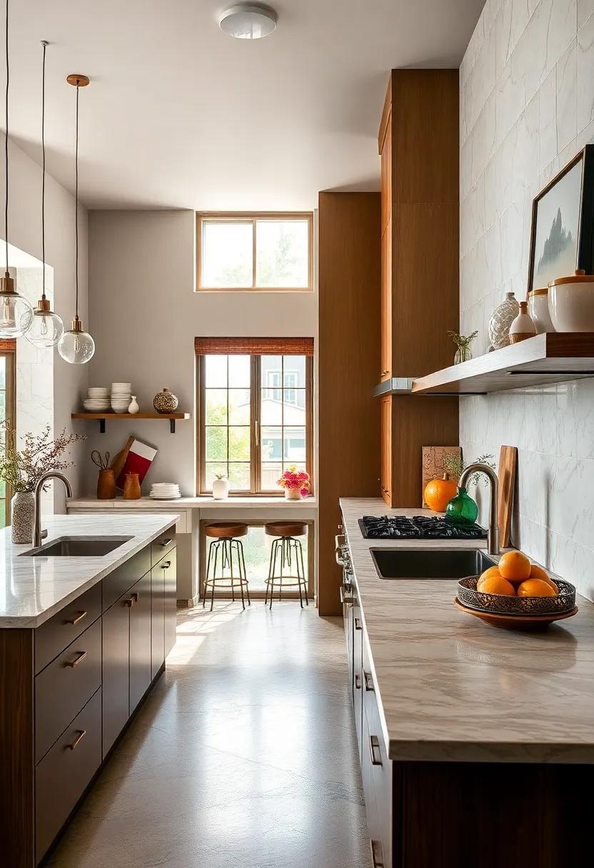 Diverse Countertop Surfaces Paired Unconventionally to Showcase Character and Craftsmanship