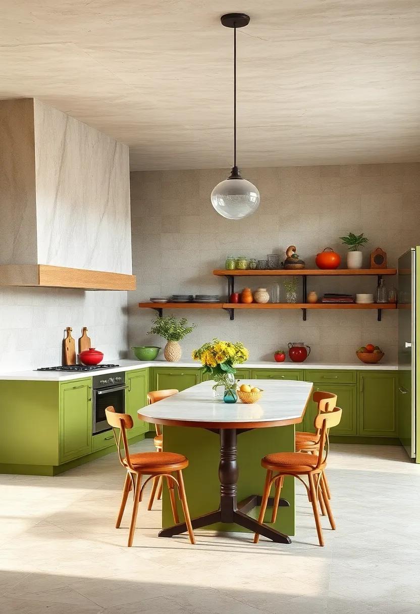 Eclectic Color Palettes Blending Vintage Charm with Modern Vibrancy in Kitchen Designs