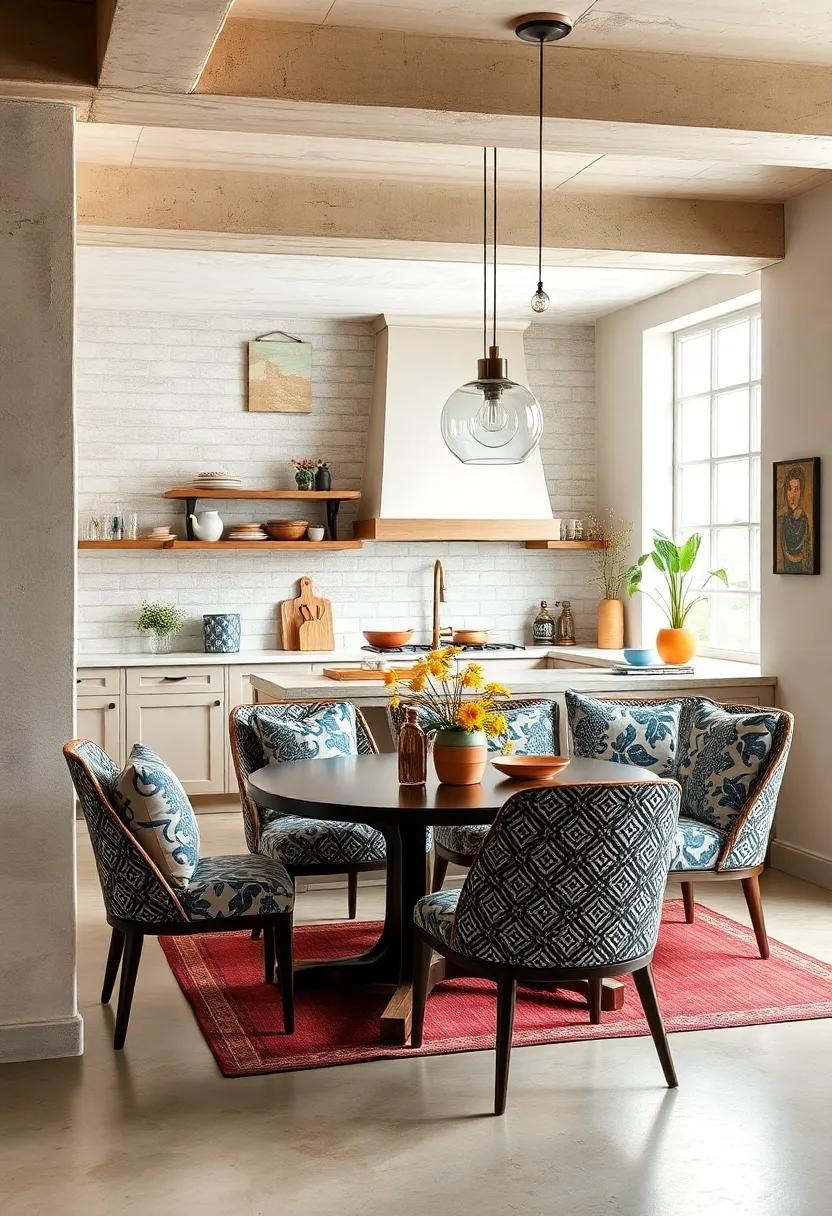 Graphic Fabrics and Upholstery Updating Classic Furniture for a Twist in Kitchen Seating Areas