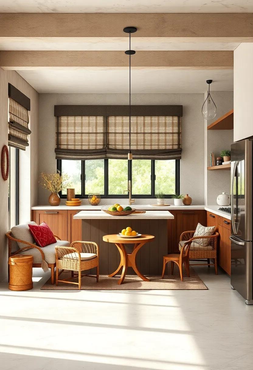 Layered Window Treatments Mixing Sheer and Opaque Fabrics for Light Play in Kitchen Settings