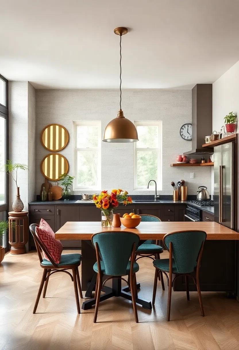 Vintage Mirrors and Metallic Accents Bringing Depth and Shine to Eclectic Kitchen Corners
