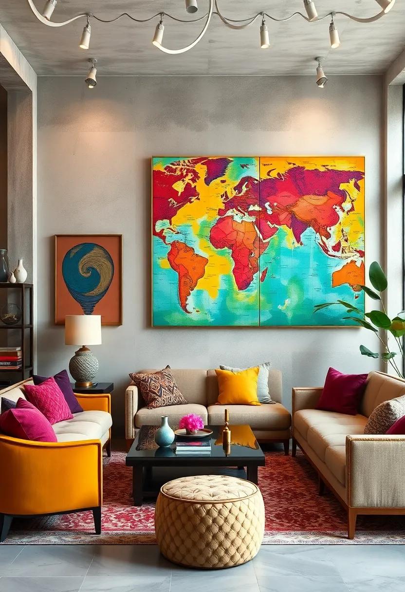 The Fusion of Global Patterns and Bold Colors in Vibrant Wall Art Compositions