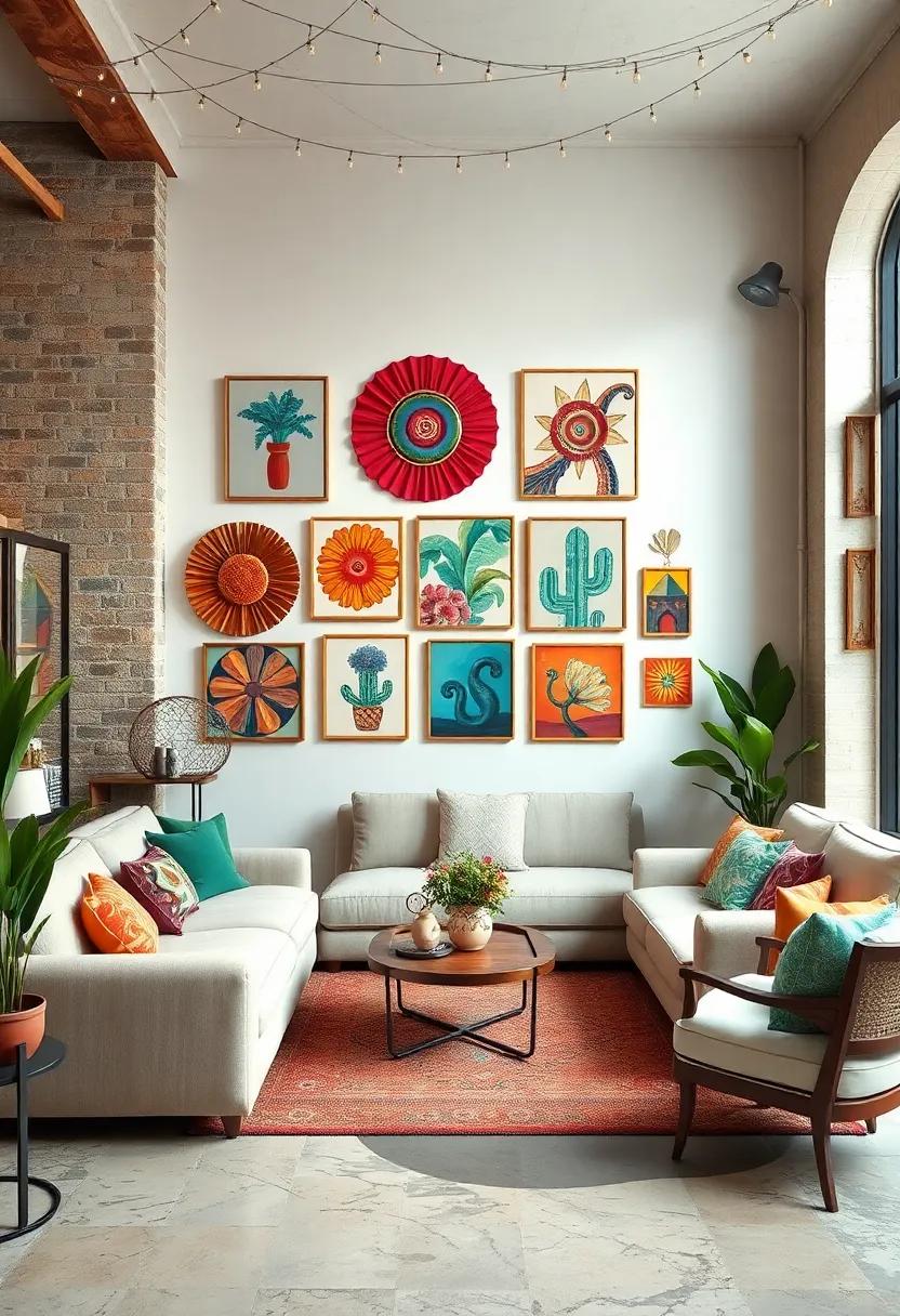 Exploring Cultural Symbolism Expressed Through Eclectic Wall Art and Lively Color Palettes