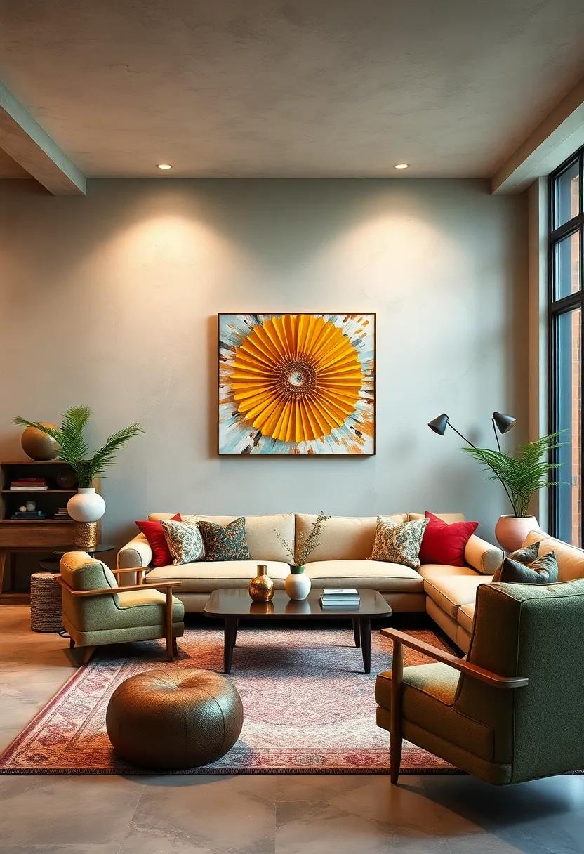 The Impact of Metallic Accents Paired with Rich Colors in Eclectic Wall Art Interiors