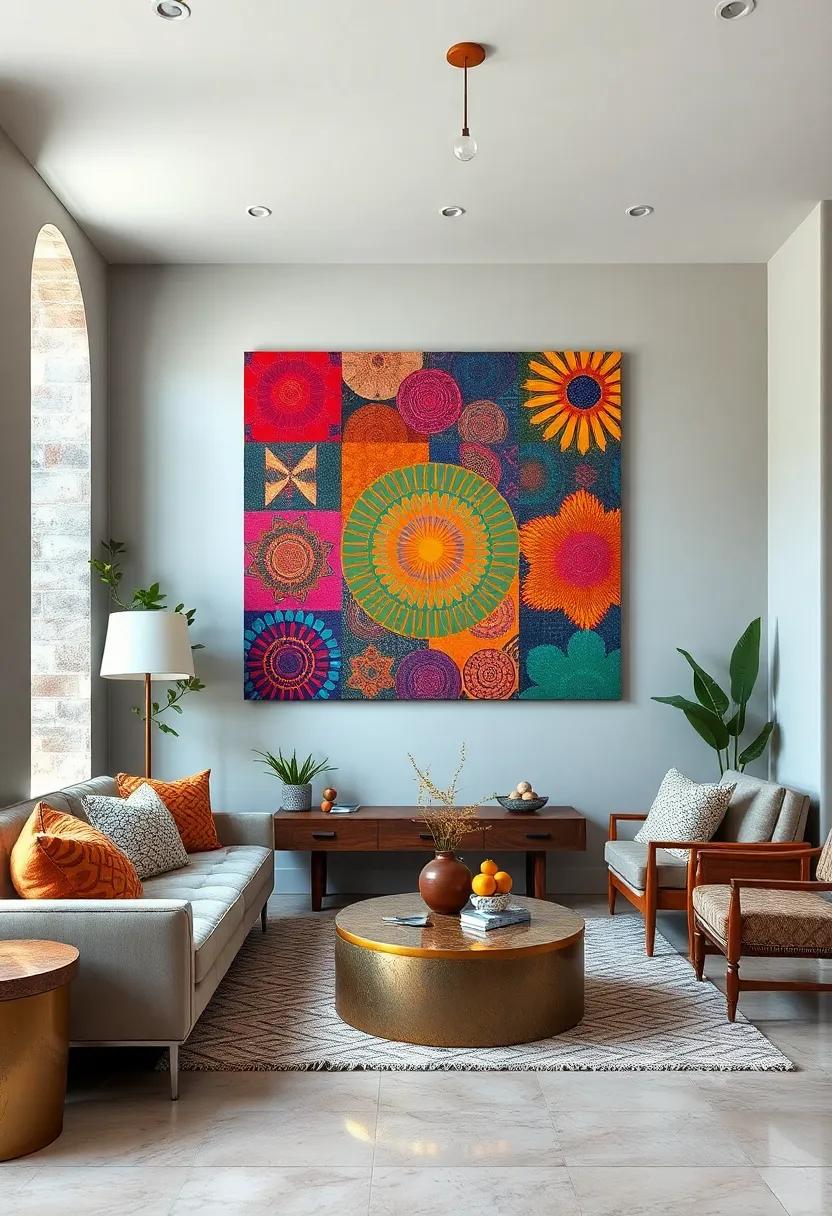 Colorful Geometric Patterns Borrowed from Various Traditions Creating Unique Wall Art Textures