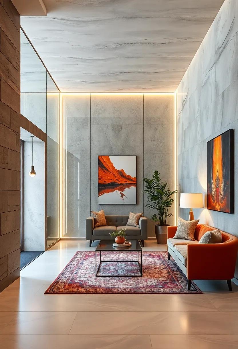 Soft Backlit Mirrored Walls Creating a Cozy Glow to Welcome Guests Warmly