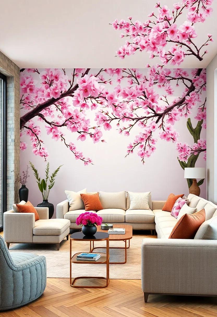 Cherry Blossom Murals Transforming Walls into Serene and Dreamy Scenes