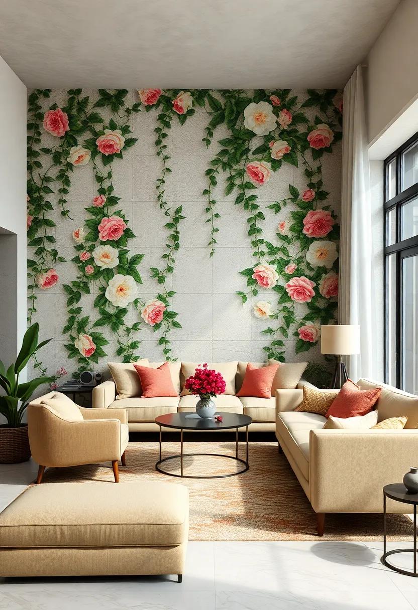 Intricate Ivy and Vine Florals Adding Elegant Depth and Texture to Walls