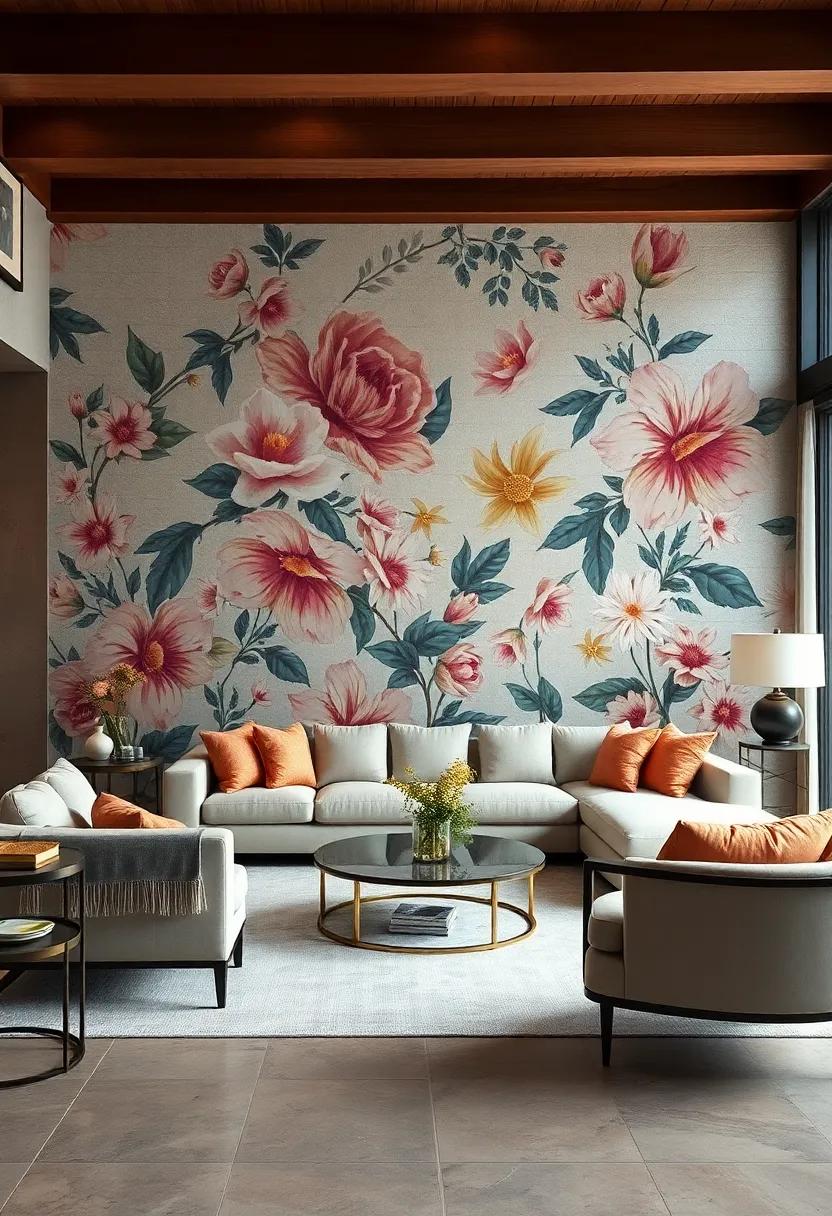 Large-Scale Floral Prints That Make a Bold Statement on Your Living Room Walls