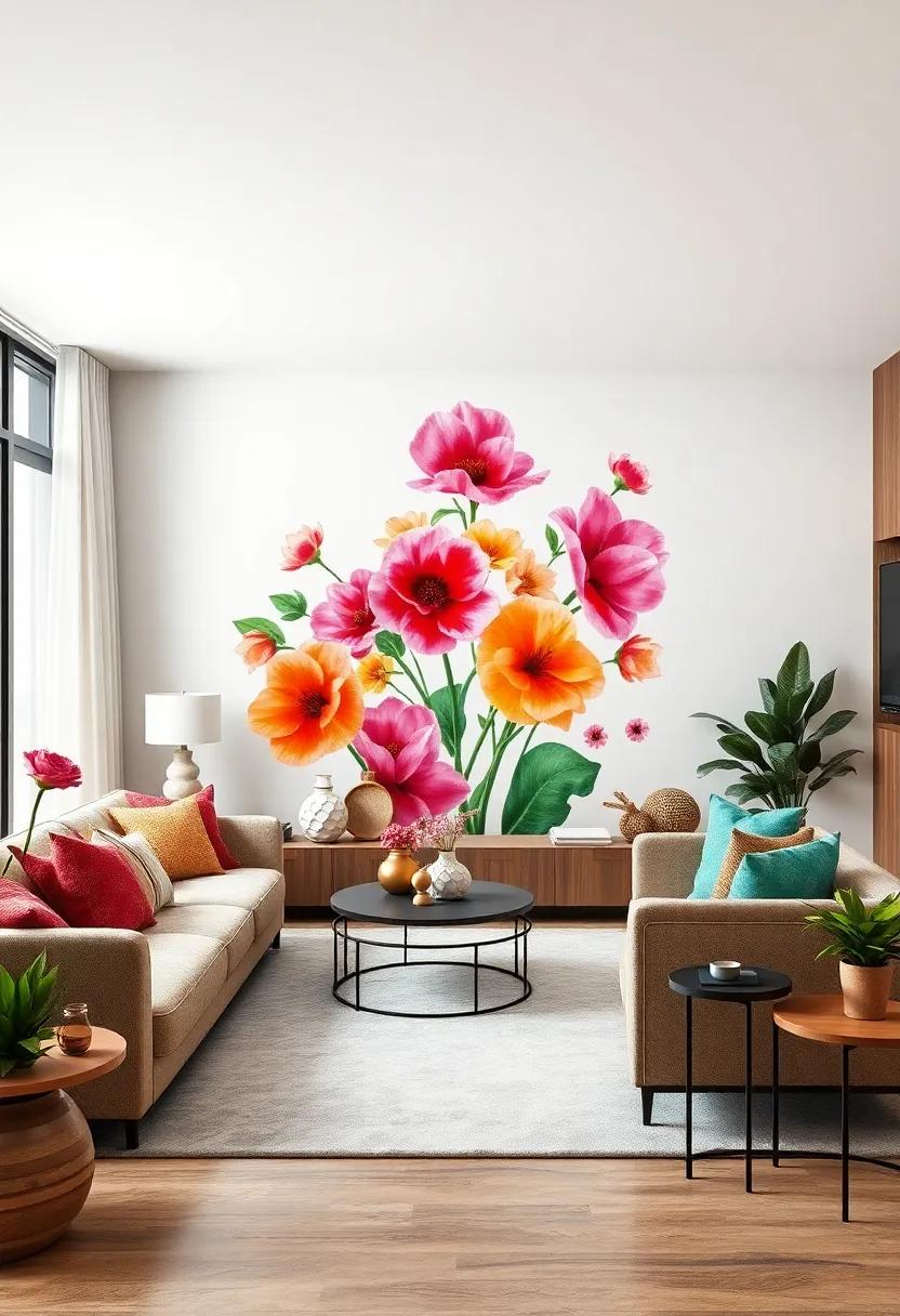 Vibrant Colorful Blossoms Making Your Living Room Feel Inviting and Energetic