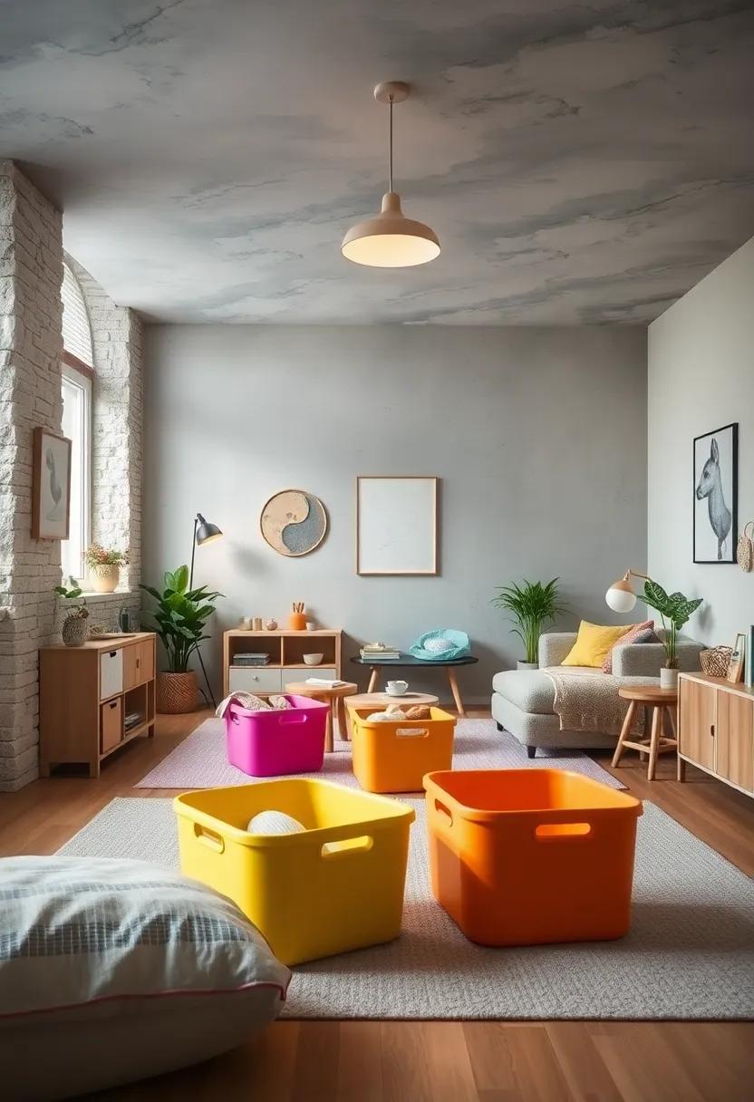 Bright Storage Bins In Various Shapes Promoting Organization While Adding Pops Of Playful Color