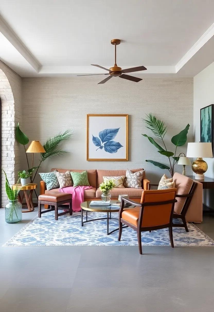 Creating Coastal Eclectic Looks With Nautical Stripes Paired With Tropical Leaf Motifs in Soft Blues