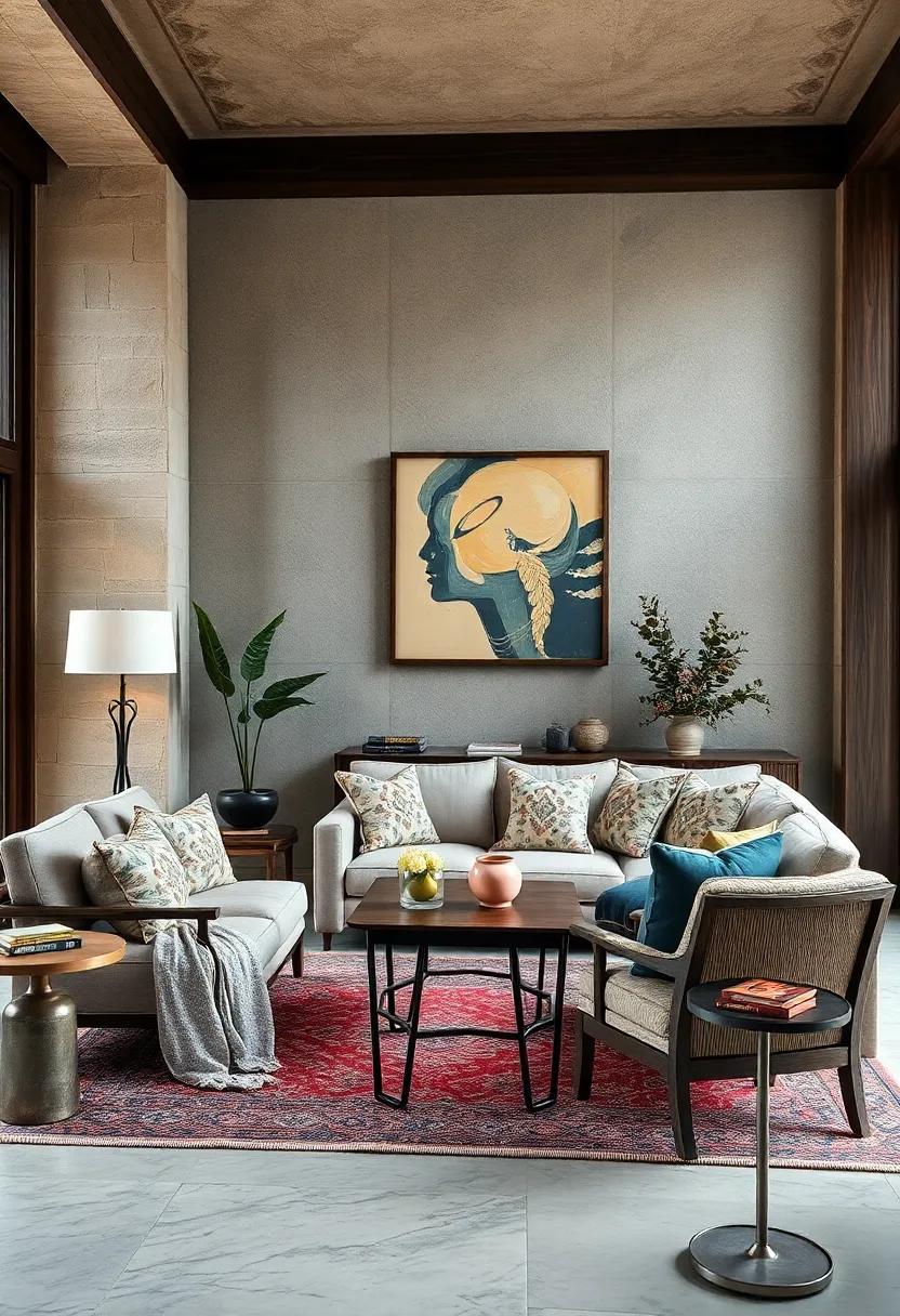 Fusing Soft Pastel Prints With Dark Wood Elements to Emphasize Warmth and Inviting Atmosphere