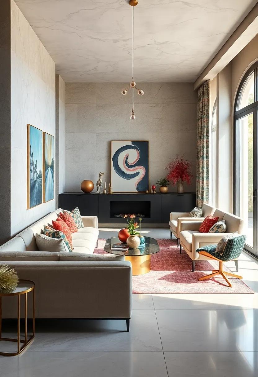 Streamlining Eclectic Prints With Metallic Accents and Glossy Surfaces to Elevate Room Glamour