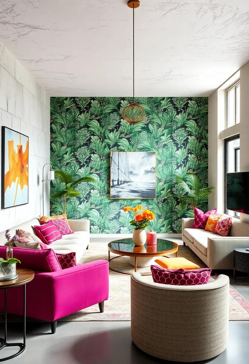 Juxtaposing Subtle Neutrals With Bold Neon Patterns to Create Energetic and Captivating Visual Drama