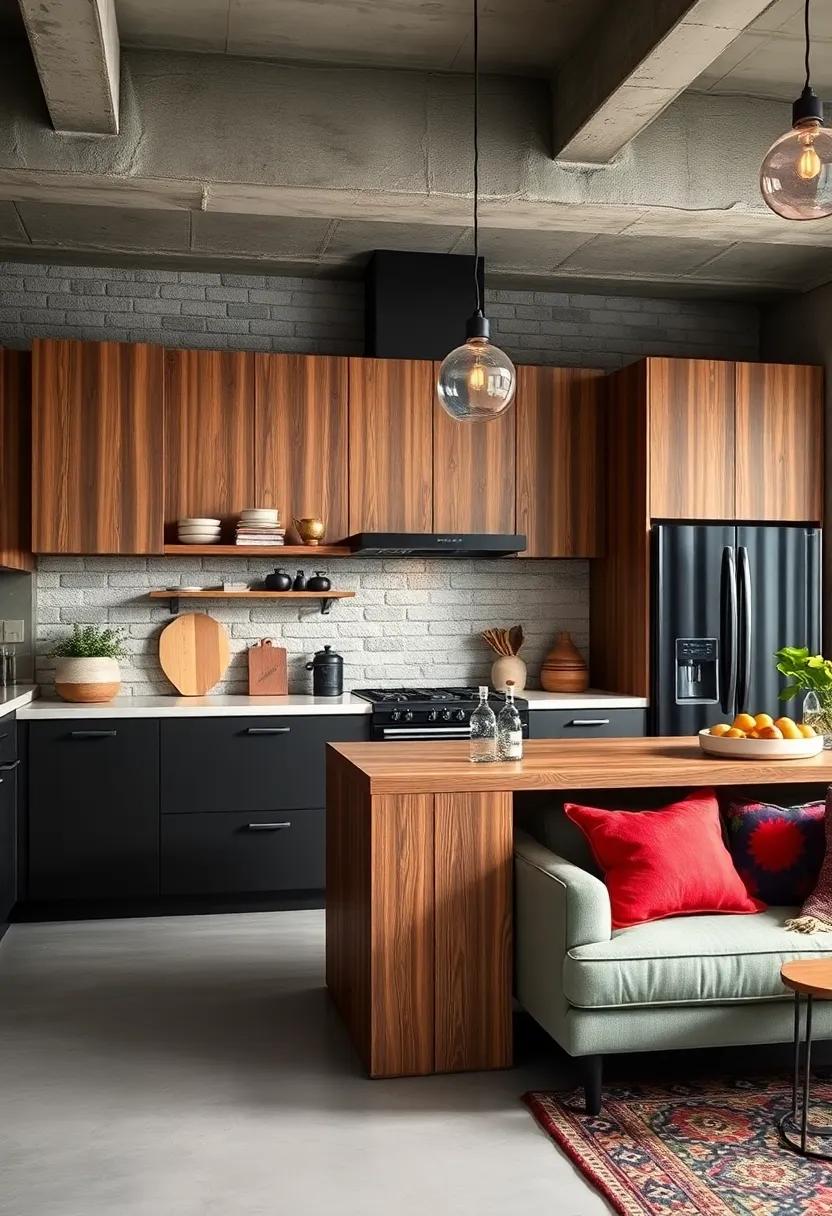 Balancing Matte Black Appliances and Rich Wood Grain for a Sophisticated Yet Rugged Industrial Kitchen Look