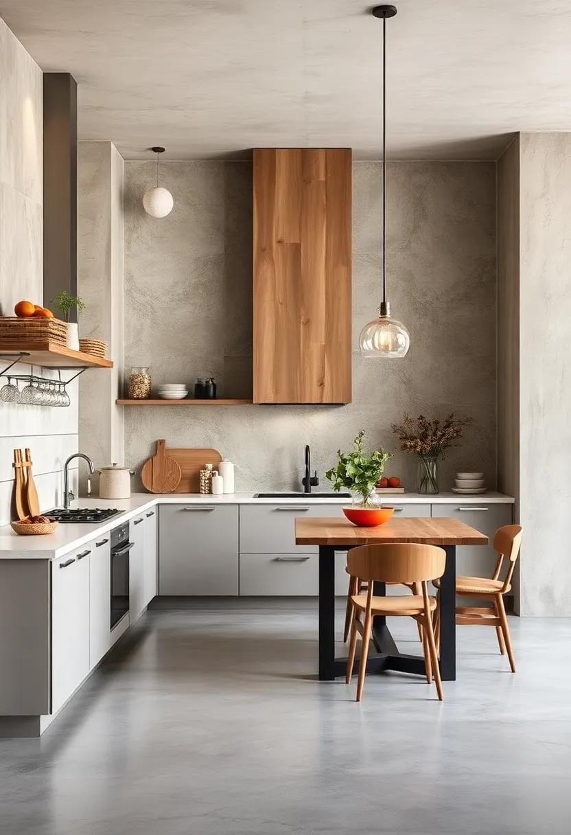 The Impact of Concrete Flooring and Minimalist Pendant Lighting on an Industrial Kitchen's Practical Style