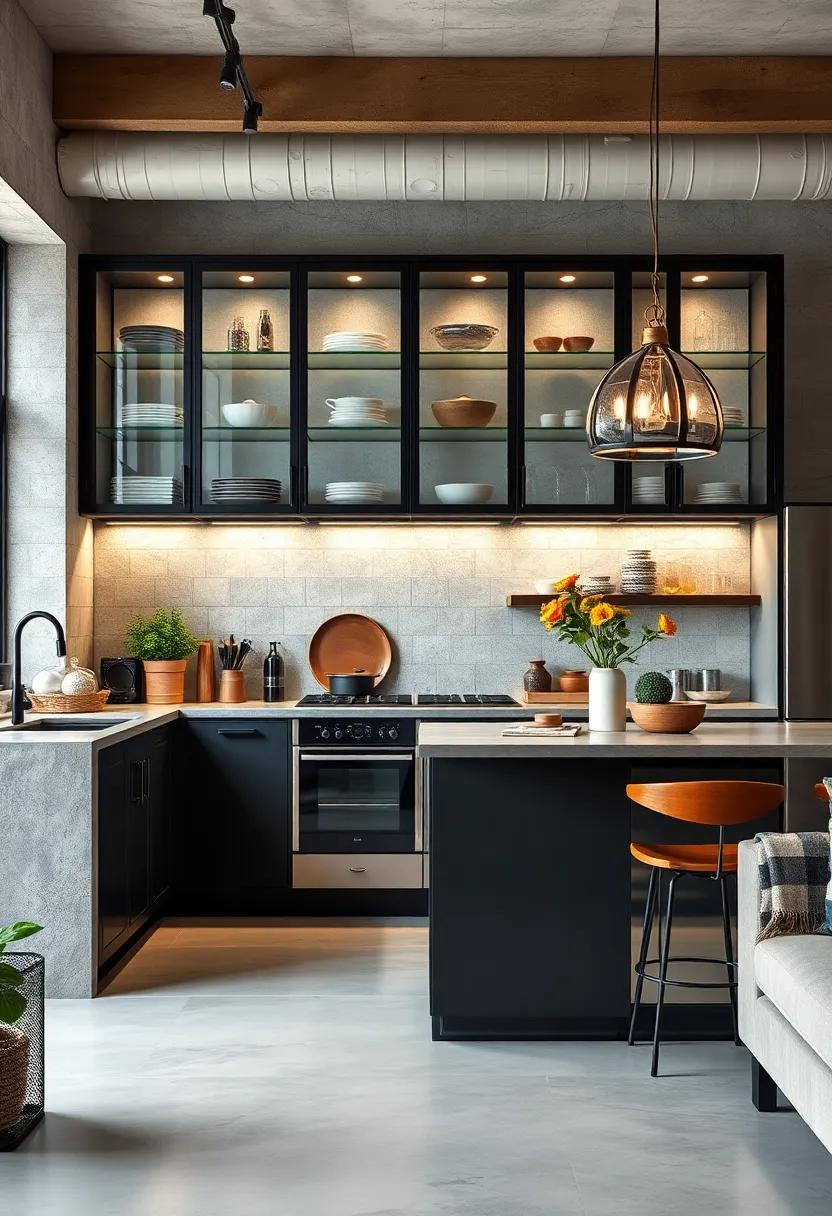 The Role of Glass-Fronted Cabinets and Industrial Metal Frames in Showcasing Culinary Collections with Flair