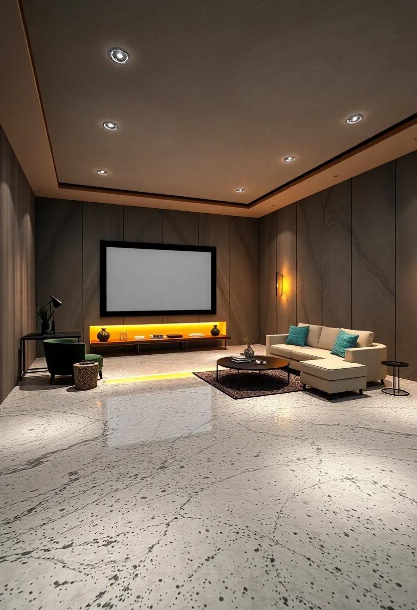 Capture the Beauty of Ambient Floor Lighting Reflecting Off Polished Terrazzo Surfaces